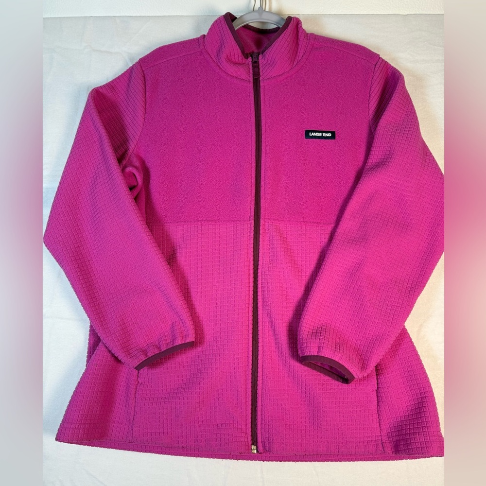 Lands' End Women's Fuchsia Full-Zip Waffle Fleece Jacket